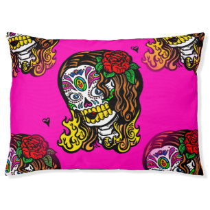sugar skull girl pet puppy dog bed dogbed