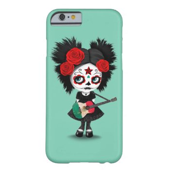 Sugar Skull Girl Playing Mexican Flag Guitar Barely There Iphone 6 Case by crazycreatures at Zazzle