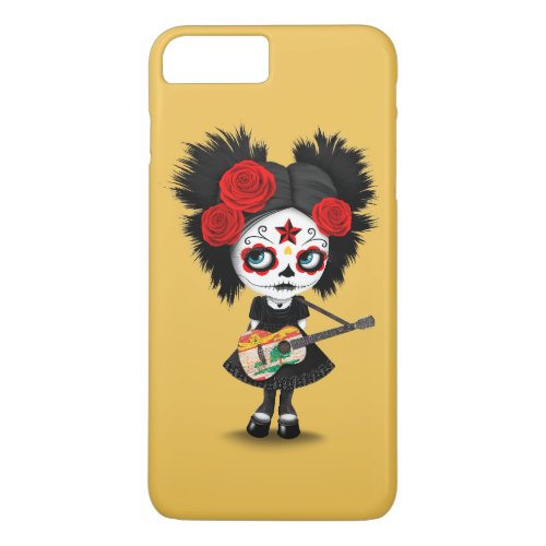 Sugar Skull Girl Playing PEI Flag Guitar iPhone 8 Plus7 Plus Case