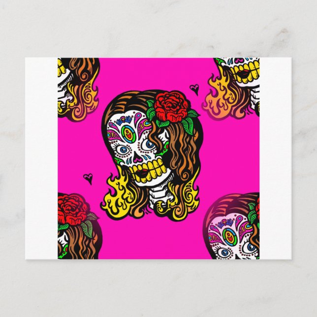 sugar skull girl postcard (Front)