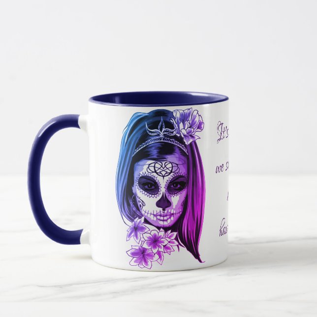 Sugar Skull Girl Purple and Blue Ombre Mug (Left)