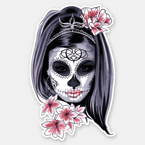 Sugar skull girl sticker