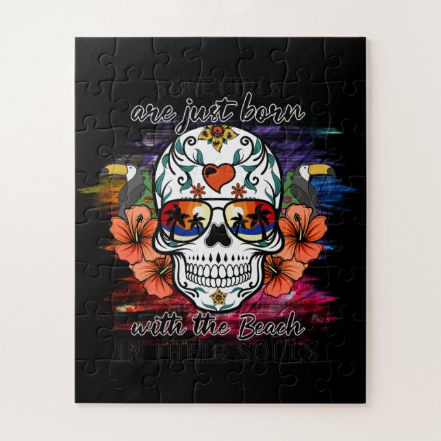 Sugar Skull Girls Are Just Born With The Beach Jigsaw Puzzle (Vertical)