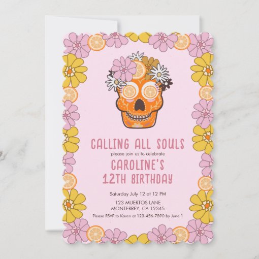 Sugar Skull Girls Birthday Party Invitation | Zazzle