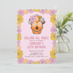 Sugar Skull Girls Birthday Party Invitation | Zazzle