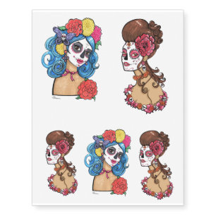 Sugar Skull Girls Temporary Tattoos