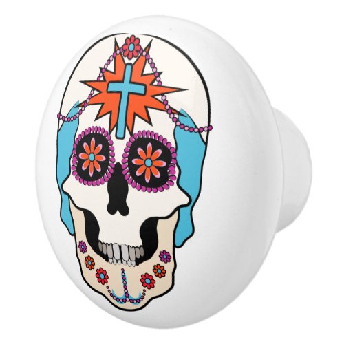 Sugar Skull Graphic Ceramic Knob