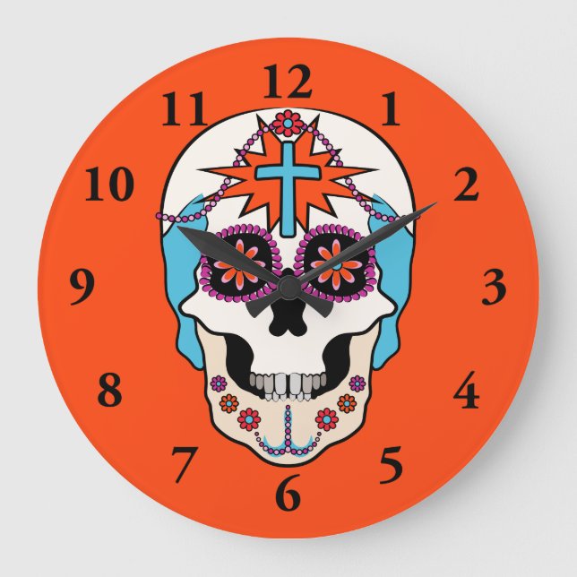 Sugar Skull Graphic Large Clock (Front)