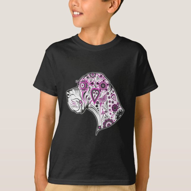 Sugar Skull Great Dane T-Shirt (Front)