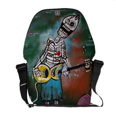 Sugar Skull Guitar Rickshaw Messenger Bag