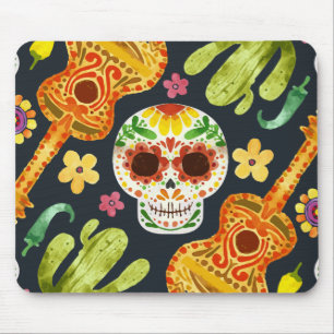 Sugar Skull & Guitars Dia de Muertos Mousepad