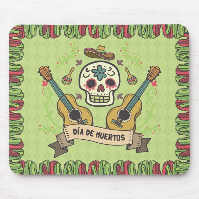 Sugar Skull & Guitars Dia de Muertos | Mousepad (Front)