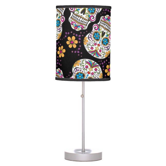 Sugar Skull Halloween Black Table Lamp (Front)