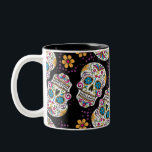 Sugar Skull Halloween Black Two-Tone Coffee Mug<br><div class="desc">Day of The Dead Sugar Skull</div>