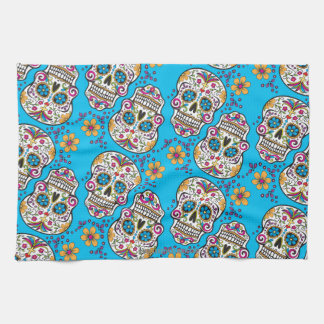 Sugar Skull Halloween Blue Towel