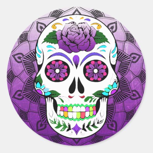 Sugar Skull Halloween Classic Round Sticker