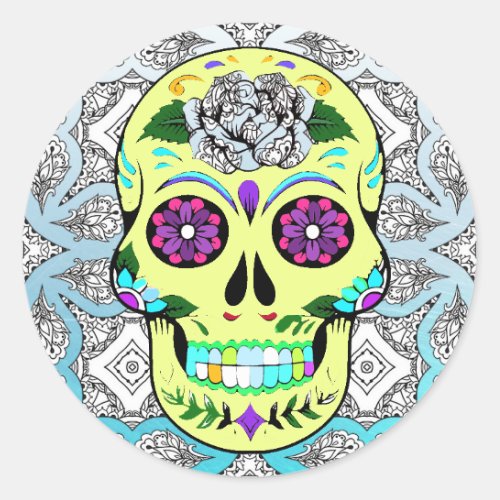 Sugar Skull Halloween Classic Round Sticker