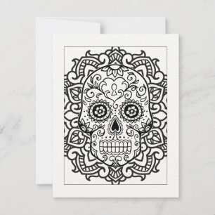 Sugar Skull Halloween Color-In Postcard