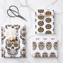 Sugar Skull Halloween Day of the Dead Wrapping Paper Sheets