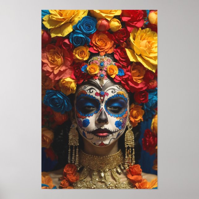 Sugar Skull Halloween, Dia de los Muertos Poster (Front)