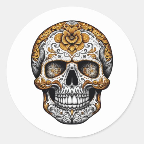 Sugar Skull Halloween Da de Muertos  Classic Round Sticker