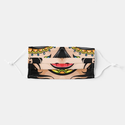 Sugar Skull  Halloween Face Mask Scary (Front, Folded)