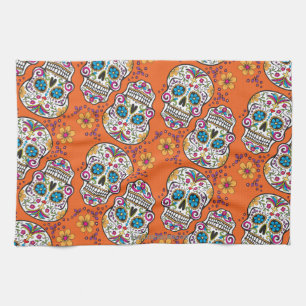 Sugar Skull Halloween Orange Towel