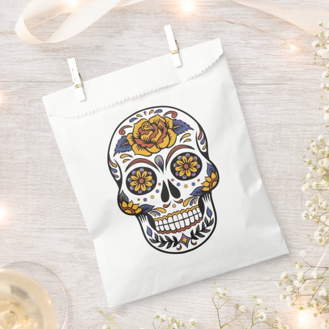 Sugar Skull Halloween Party Favor Bag (Clipped)
