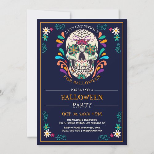 Sugar Skull Halloween Party Invitation