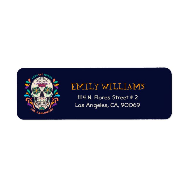Sugar Skull Halloween Party Invitation Label (Front)