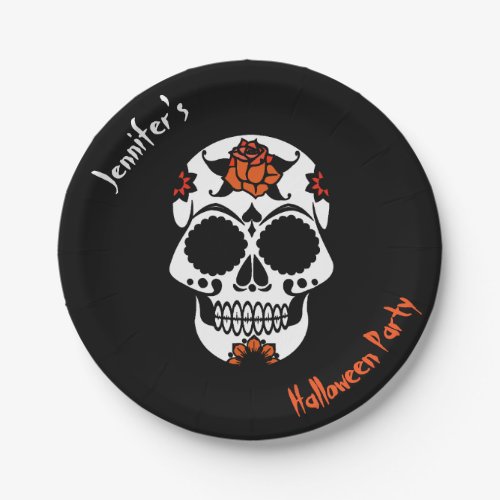 Sugar Skull Halloween Party Paper Plate