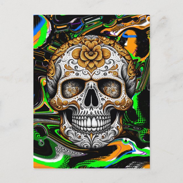 Sugar Skull Halloween Postcard (Front)