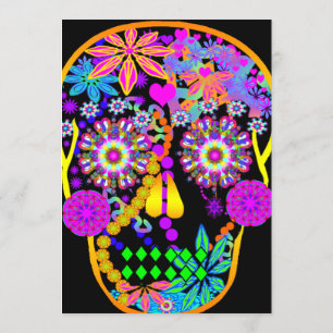 Sugar Skull Hawaiian Tiki Invitation