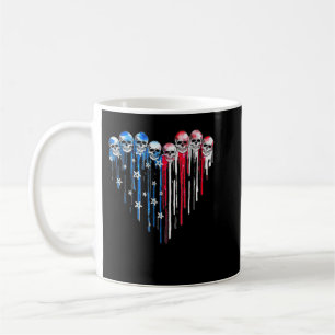 Sugar Skull Heart American Flag 4th Of July Patrio Coffee Mug