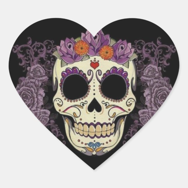 Sugar skull heart sticker (Front)