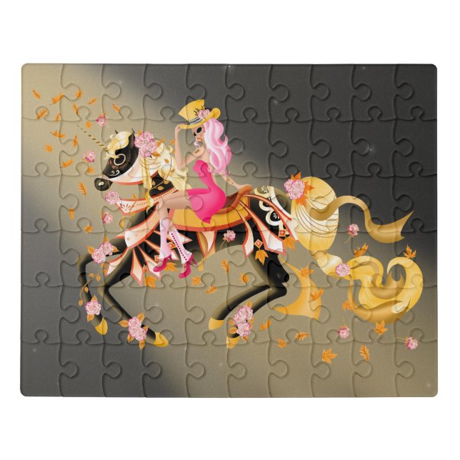 Sugar Skull Horse & Lady Blue  Puzzle (Puzzle Horizontal)