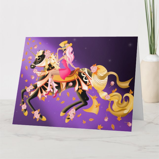 Sugar Skull Horse & Lady  Card (Front)