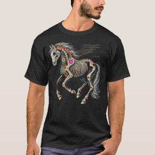 Sugar skull horse skeleton De Los Muertos Mexican T-Shirt