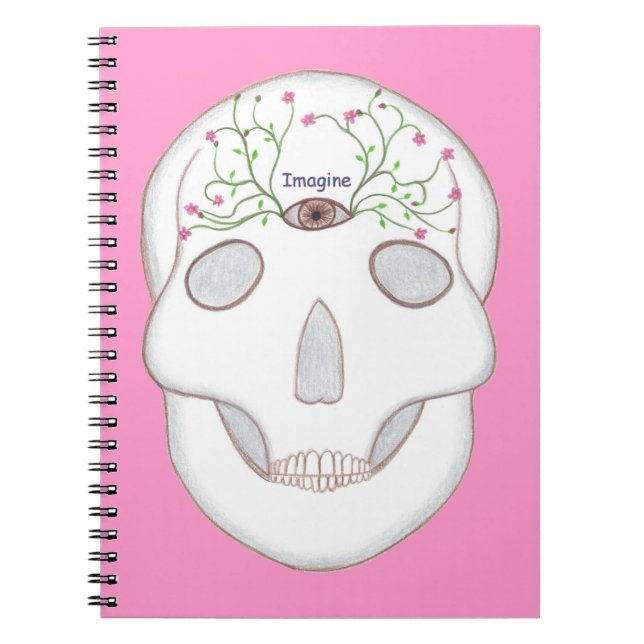Sugar Skull Imagine Third Eye Flower Buds Notebook (Front)