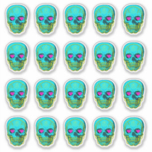 Sugar Skull in Aqua Sticker