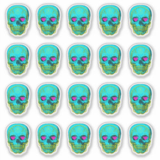 Sugar Skull in Aqua Sticker