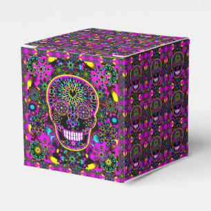 Sugar Skull in Neon Pink Favor Boxes