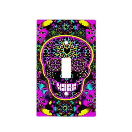 Sugar Skull in Neon Pink Light Switch Cover