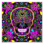 Sugar Skull in Neon Pink Photo Print