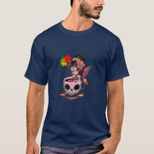 Sugar' Skull-Inspired Fairy Figurine Halloween Dec T-Shirt