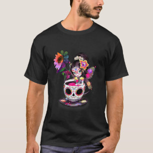 Sugar Skull Inspired Fairy Figurine Halloween Deco T-Shirt