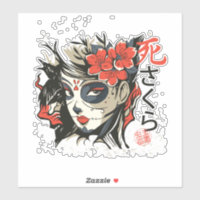 Sugar Skull Japanese Art Sticker