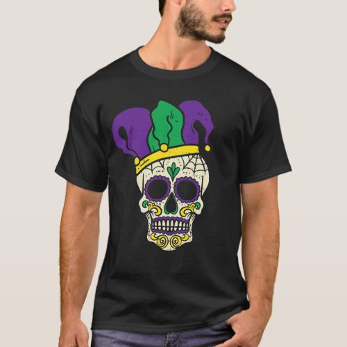 Sugar Skull Jester Hat Funny Mardi Gras Carnival M T_Shirt