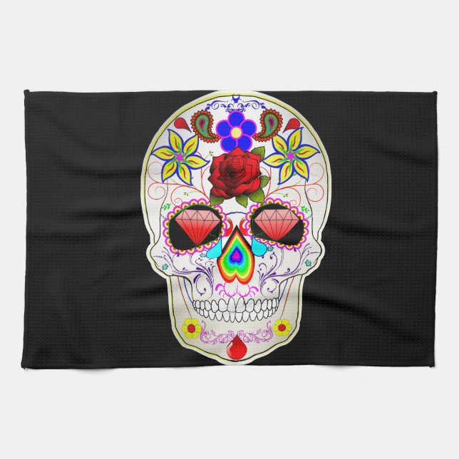 sugar skull kitchen towel (Horizontal)