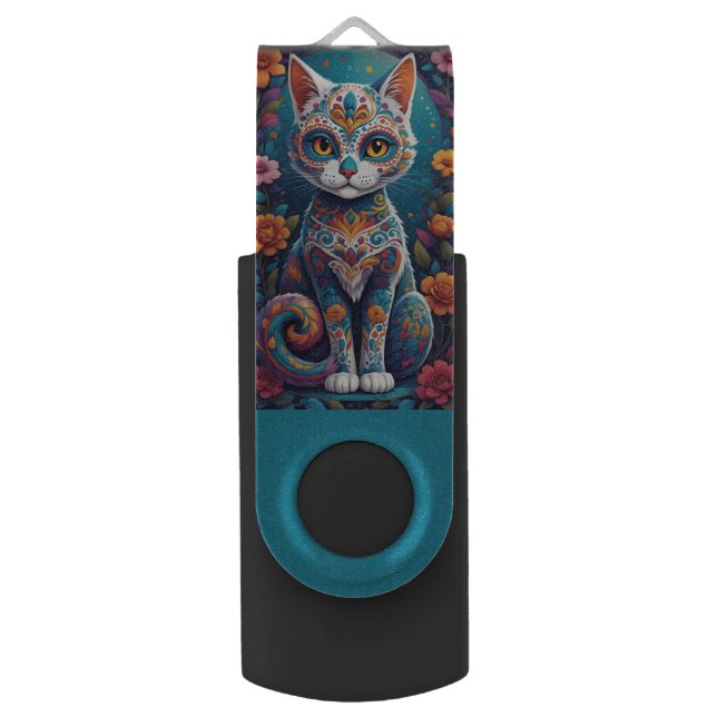 Sugar Skull Kitty Flash Drive (Front Vertical)